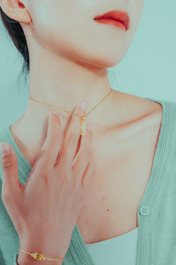 翠竹清風|和田玉頸鏈