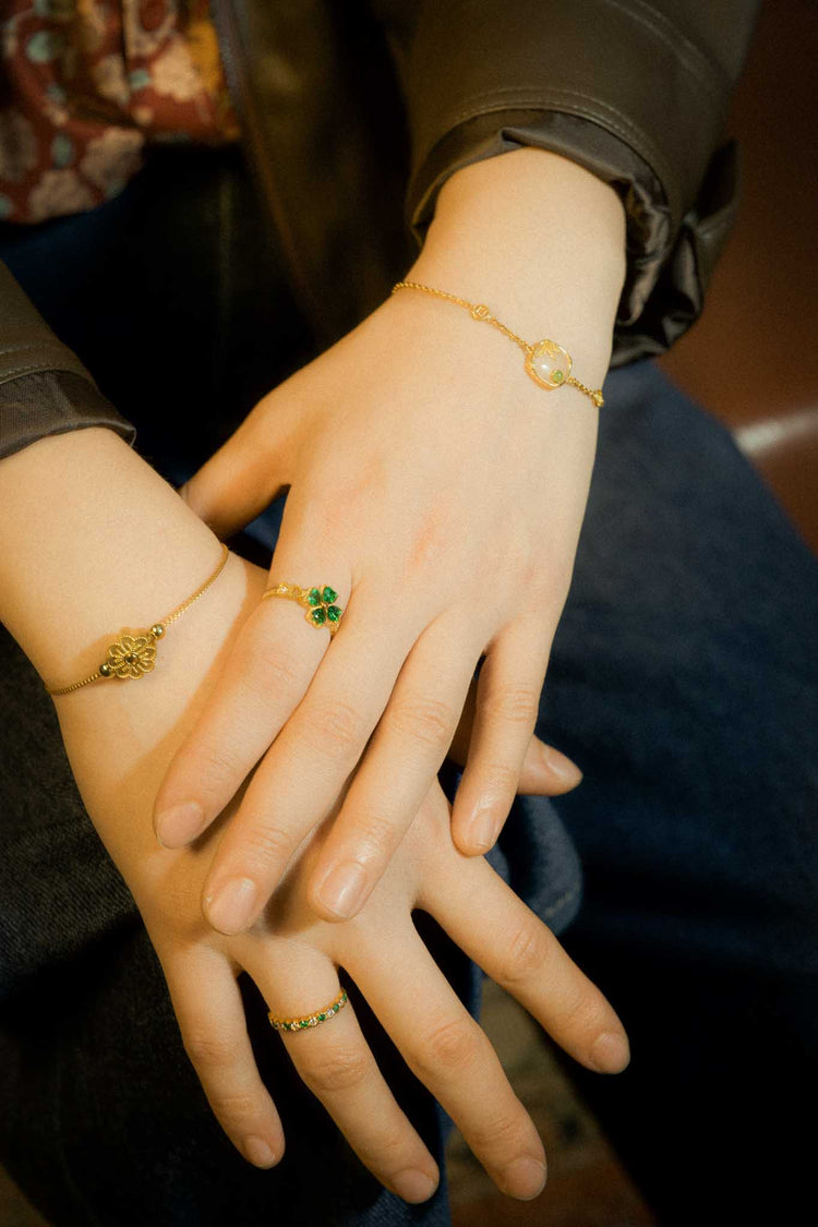 鑲翠繞金|鋯石戒指