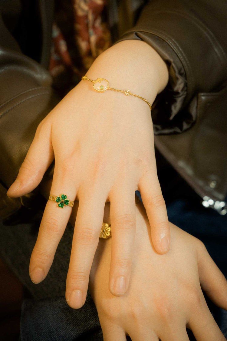 鑲翠繞金|鋯石戒指