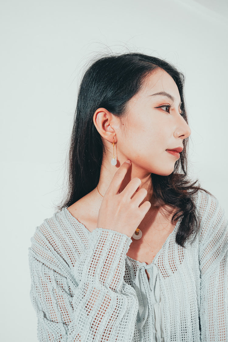 羽光|和田玉耳環